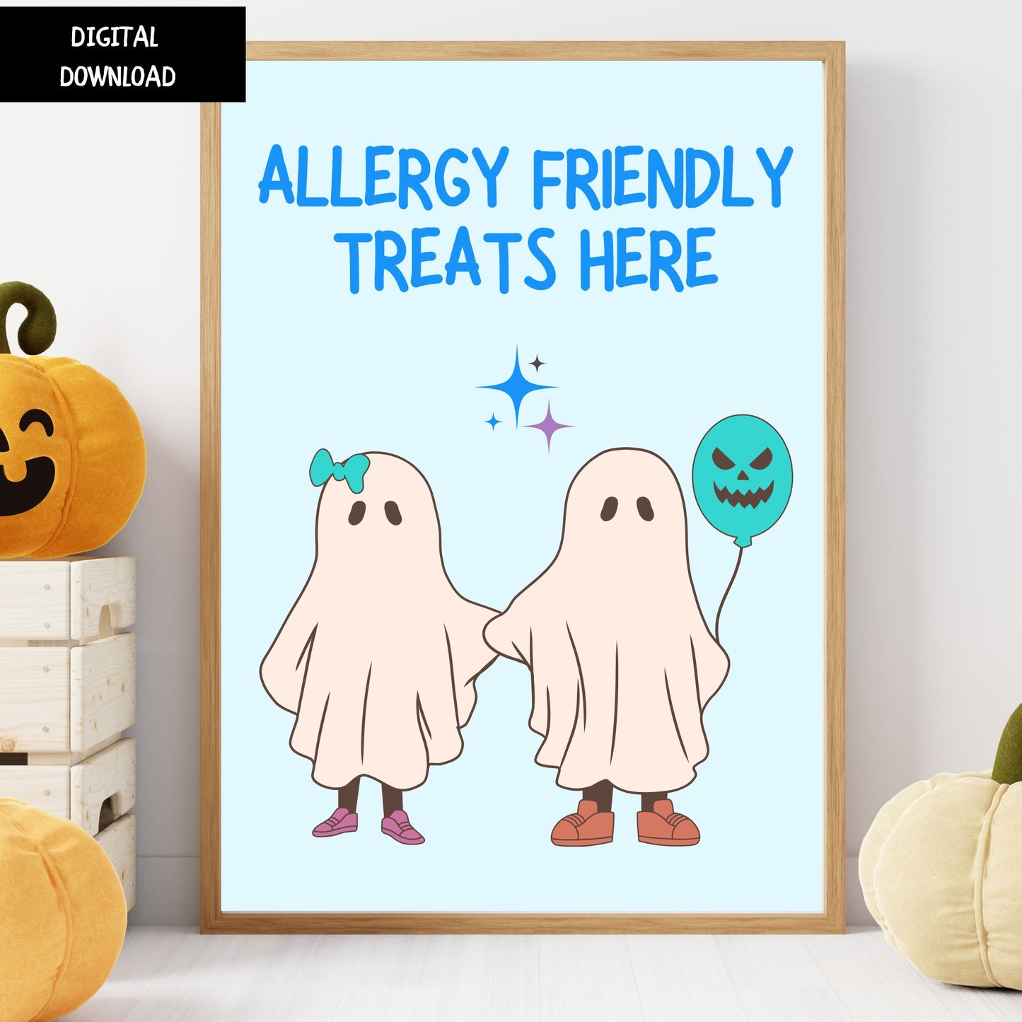 PRINTABLE "Allergy Friendly Treats Here" Halloween Sign