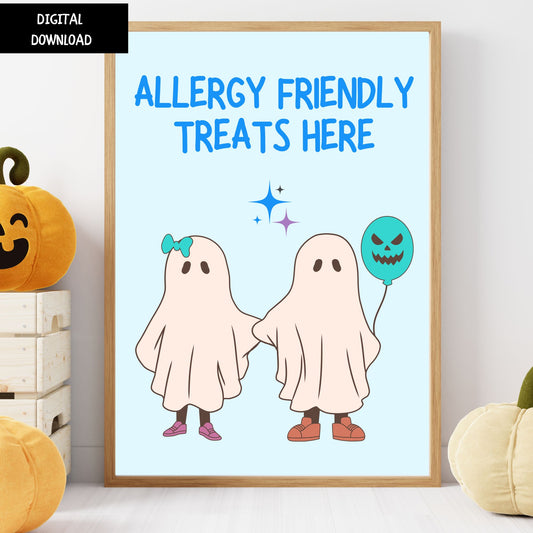 PRINTABLE "Allergy Friendly Treats Here" Halloween Sign